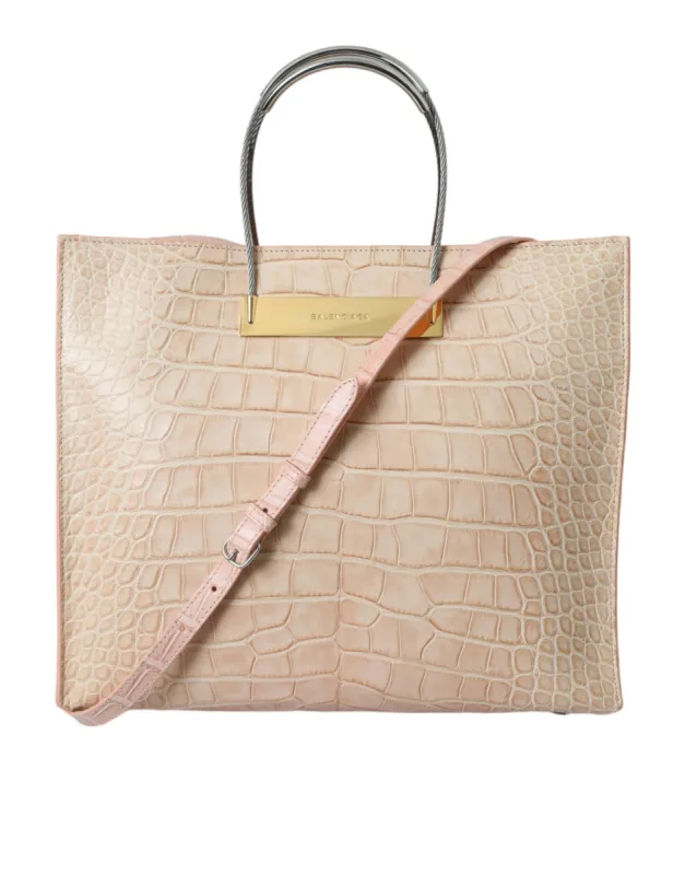 Alligator Leather Chic Pink Tote Bag sold by Louxly