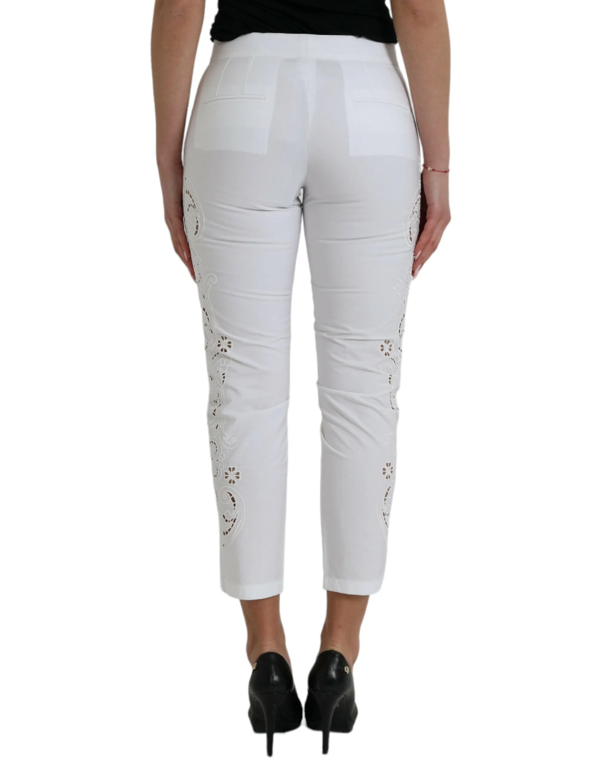 Elegant White Tapered Mid Waist Pants sold by Louxly product image thumbnail 3