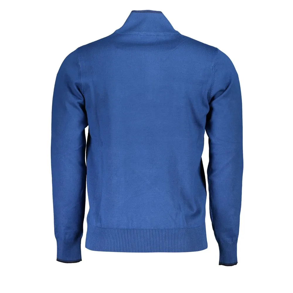Elegant Half-Zip Blue Sweater with Embroidery Detail sold by Louxly product image thumbnail 2