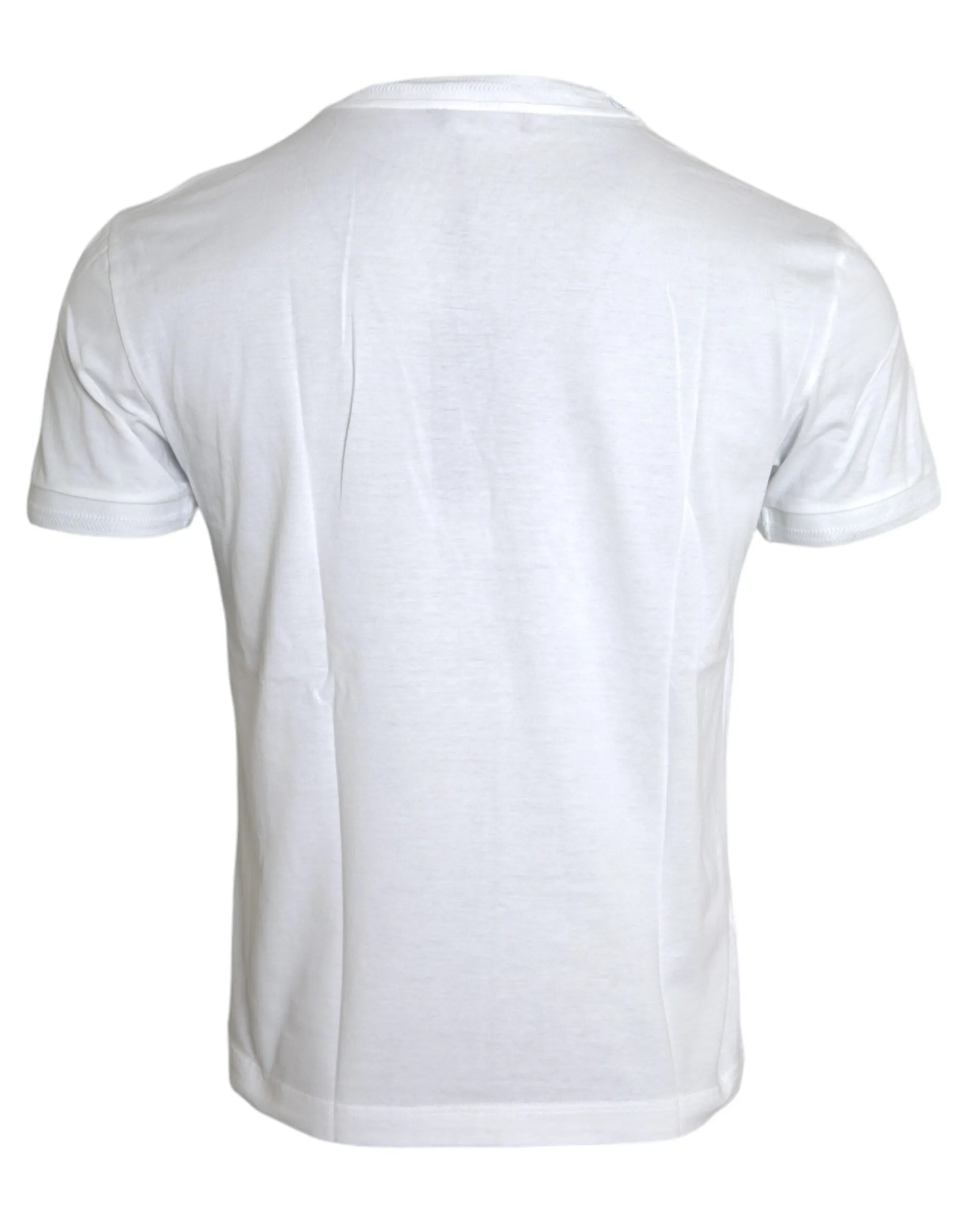 White Logo Patch Cotton Crew Neck T-shirt sold by Louxly product image thumbnail 2