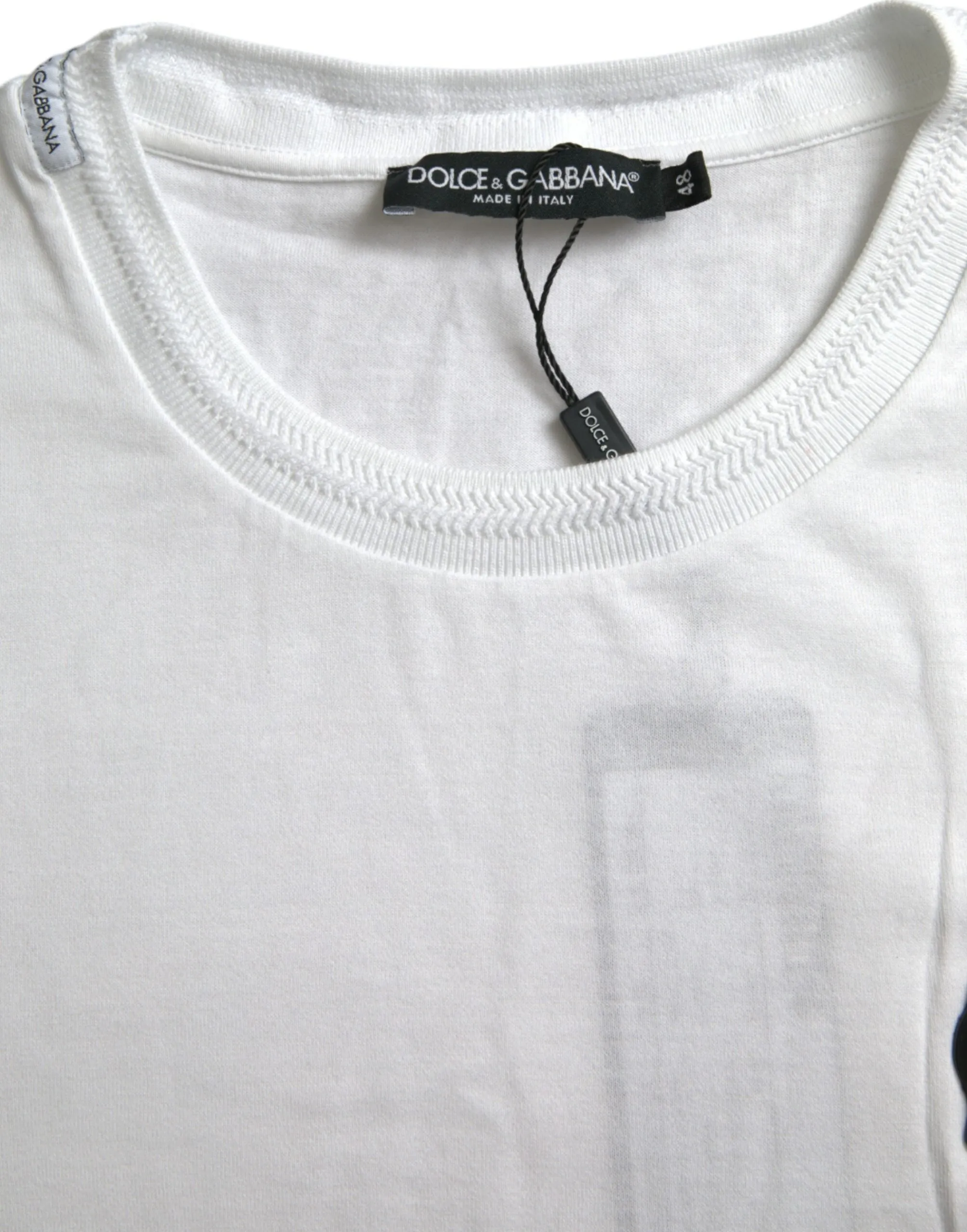 White Logo Patch Cotton Crew Neck T-shirt sold by Louxly product image thumbnail 3
