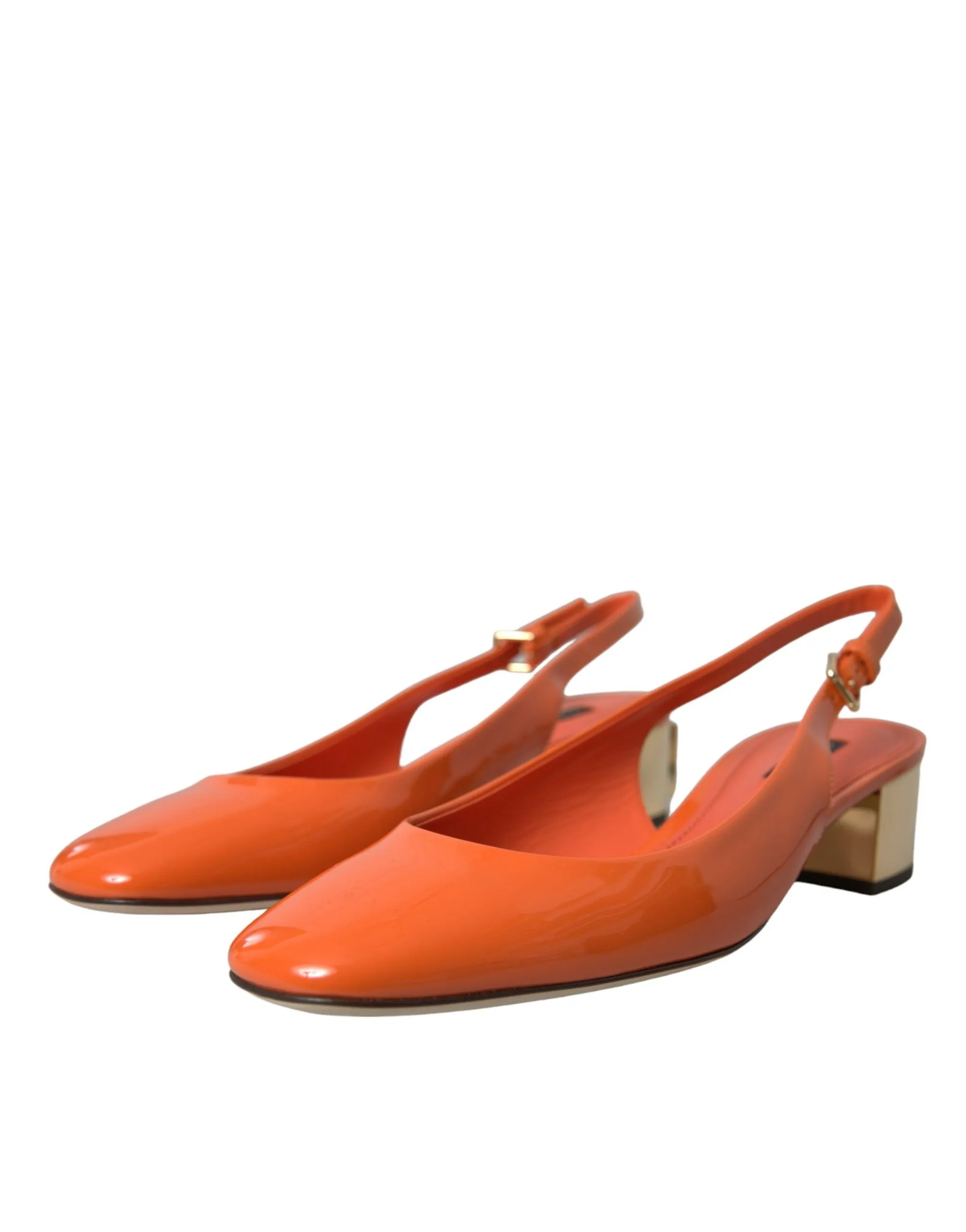 Orange Embellished Leather Slingback Shoes sold by Louxly product image thumbnail 3