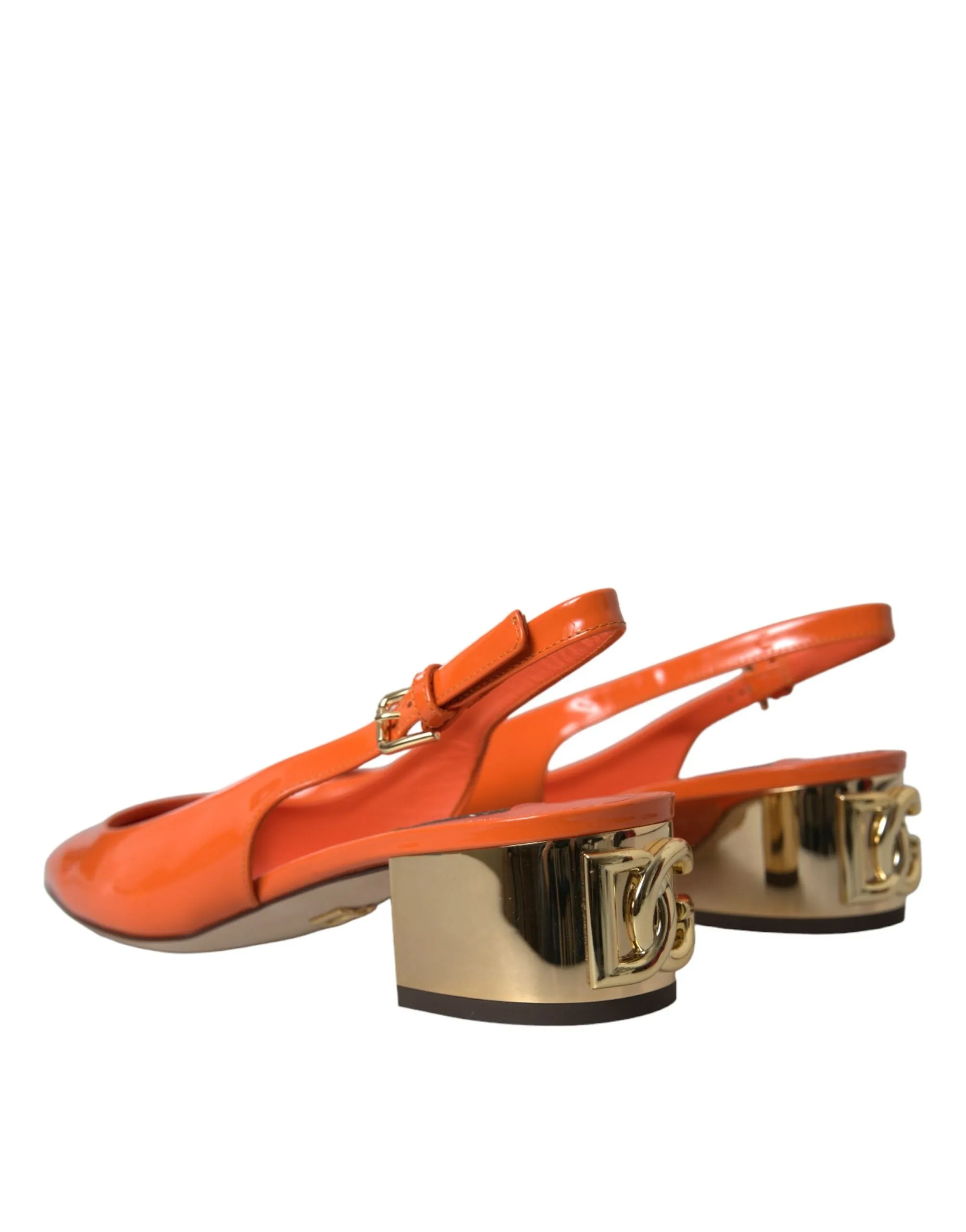 Orange Embellished Leather Slingback Shoes sold by Louxly product image thumbnail 4