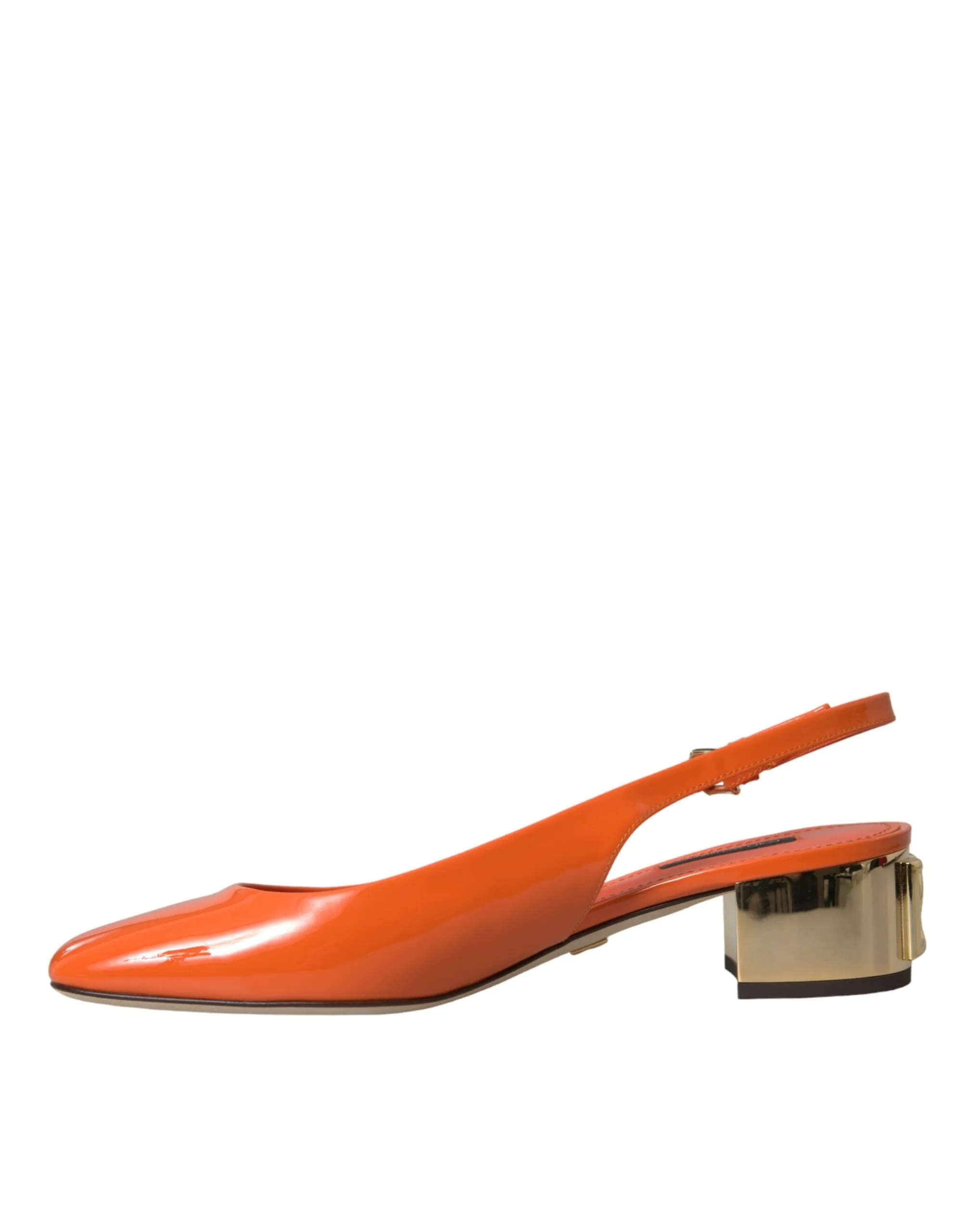 Orange Embellished Leather Slingback Shoes sold by Louxly product image thumbnail 5