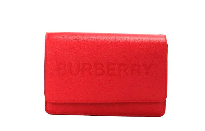 Hampshire Small Red Embossed Logo Smooth Leather Crossbody Bag sold by Louxly