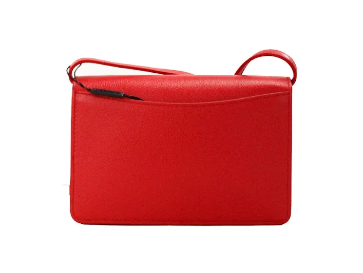 Hampshire Small Red Embossed Logo Smooth Leather Crossbody Bag sold by Louxly product image thumbnail 5