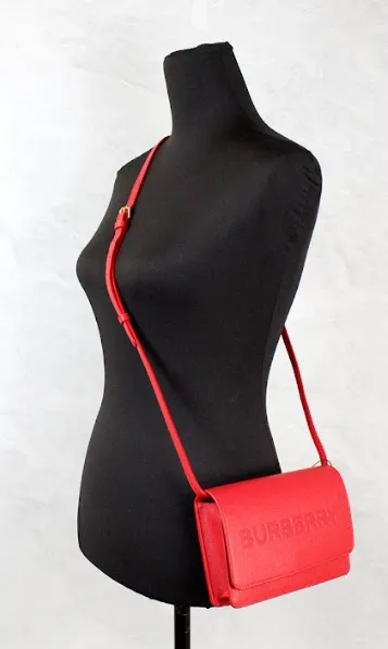 Hampshire Small Red Embossed Logo Smooth Leather Crossbody Bag sold by Louxly product image thumbnail 2
