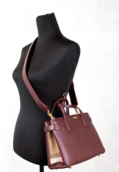 Banner Small Mahogany Red Leather Tote Crossbody Bag Purse sold by Louxly product image thumbnail 5