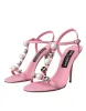 Pink Leather Embellished Heels Sandals Shoes sold by Louxly