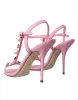 Pink Leather Embellished Heels Sandals Shoes sold by Louxly