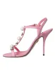 Pink Leather Embellished Heels Sandals Shoes sold by Louxly