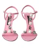 Pink Leather Embellished Heels Sandals Shoes sold by Louxly