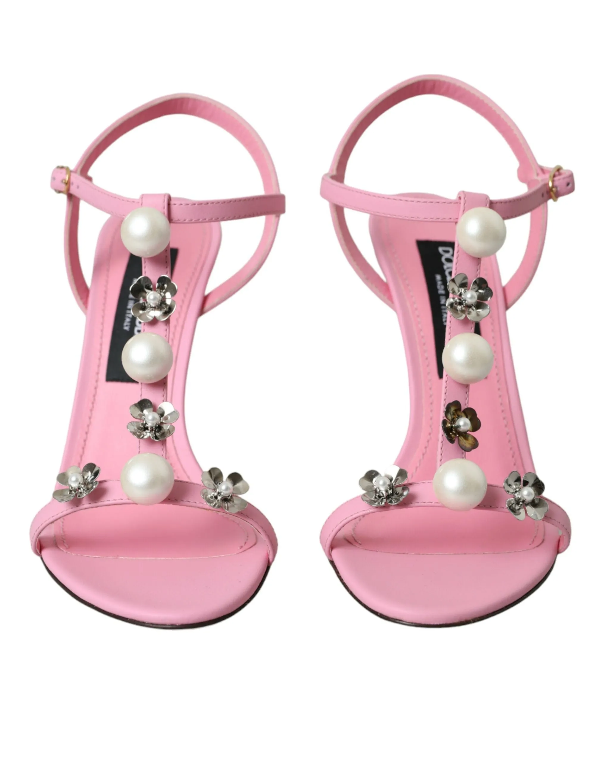 Pink Leather Embellished Heels Sandals Shoes sold by Louxly product image thumbnail 2