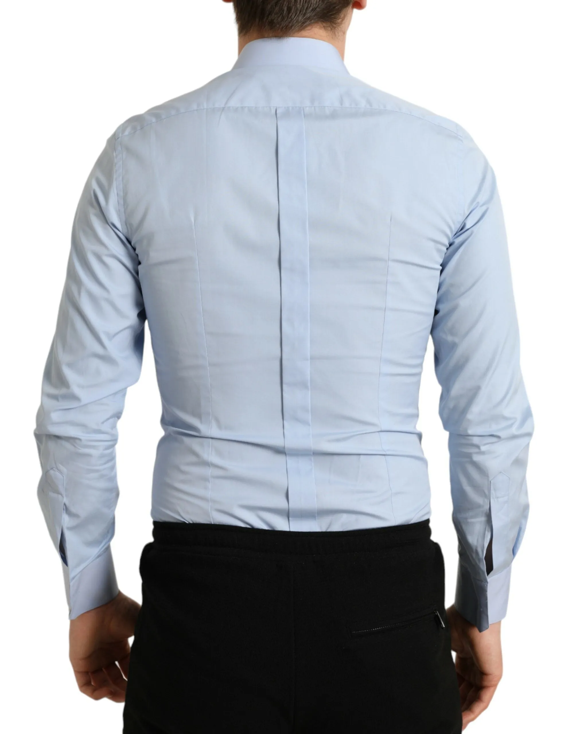 Elegant Slim Fit Sky Blue Dress Shirt sold by Louxly product image thumbnail 3