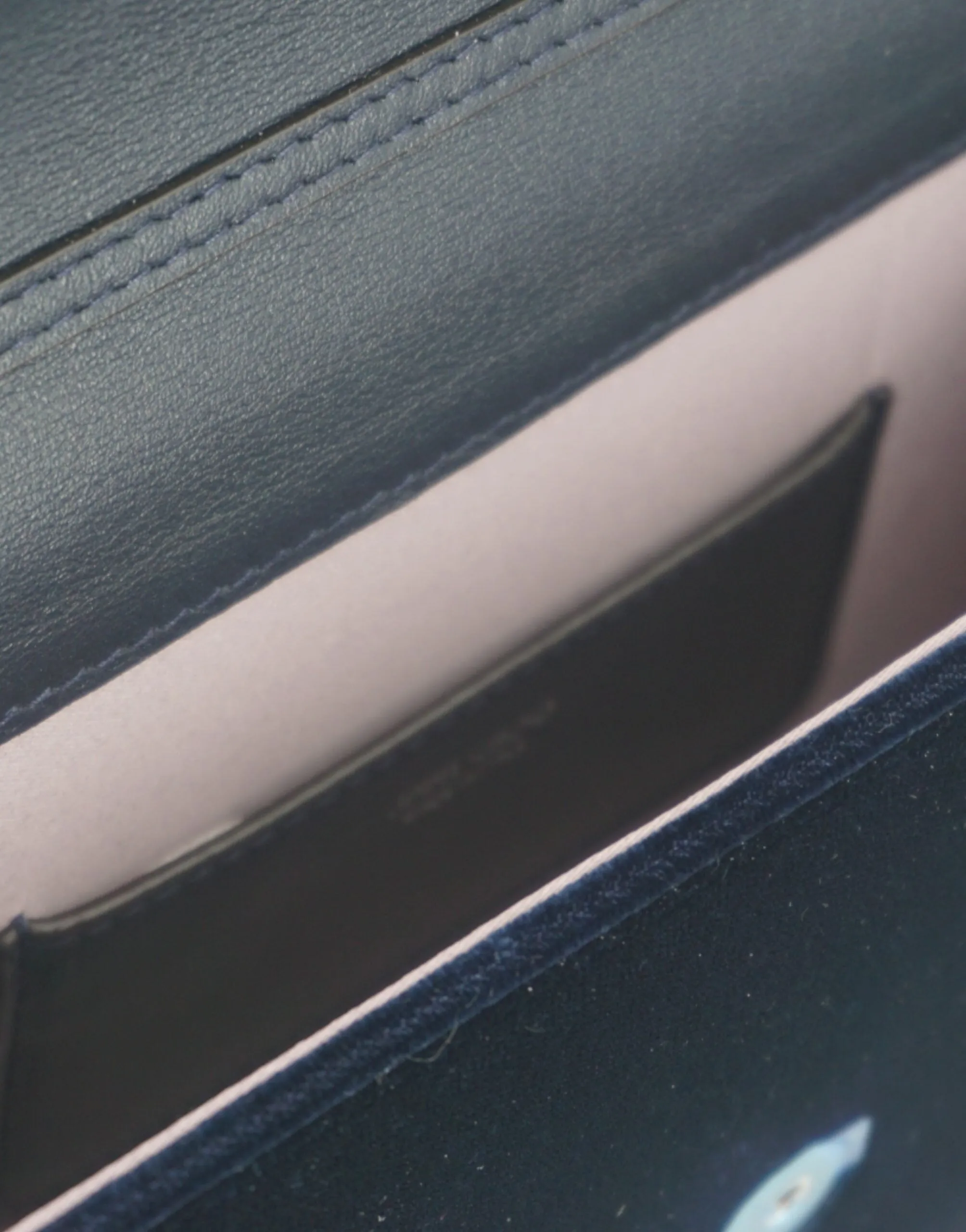 Navy Blue Leather And Satin Shoulder Bag sold by Louxly product image thumbnail 5