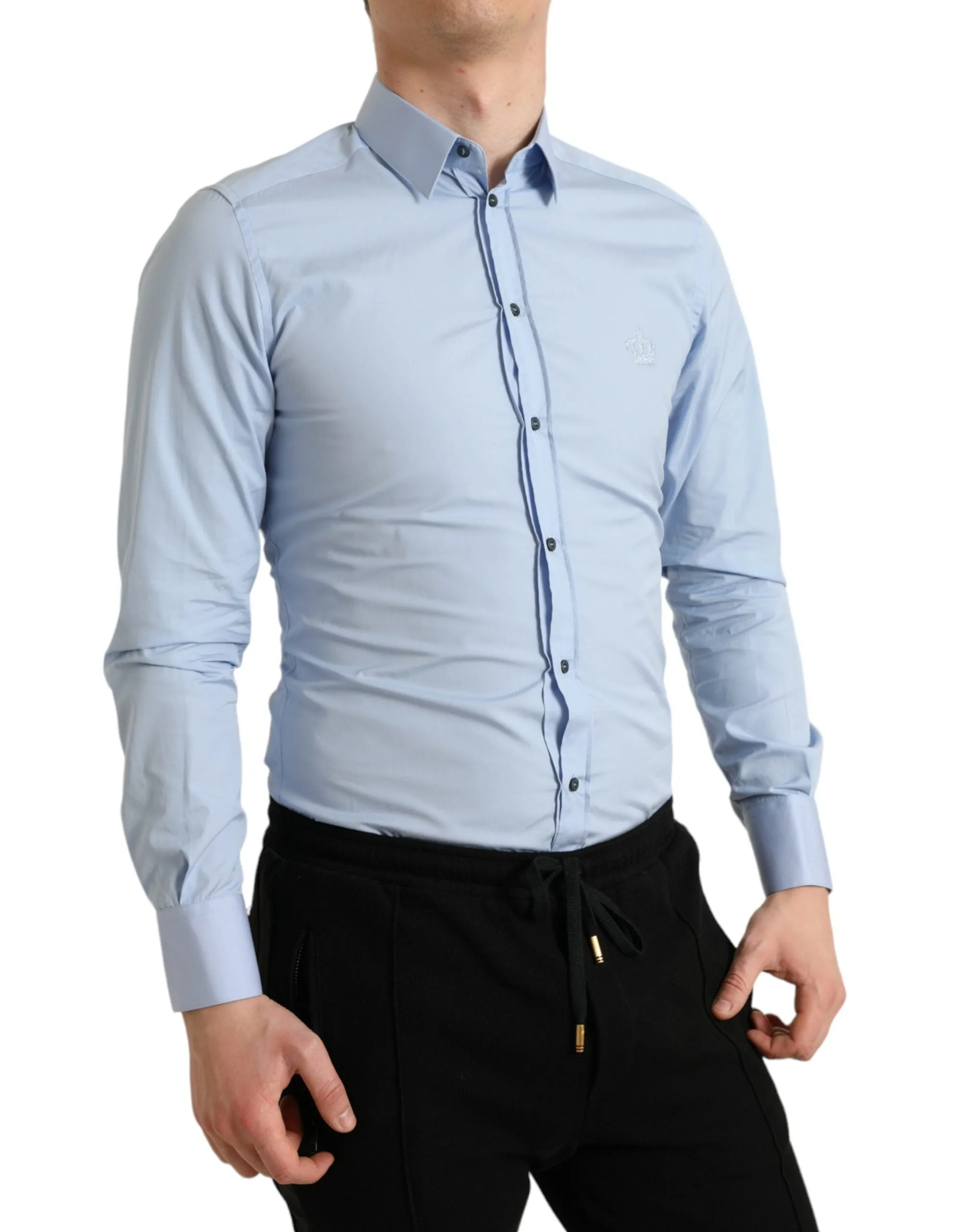 Elegant Slim Fit Sky Blue Dress Shirt sold by Louxly product image thumbnail 2
