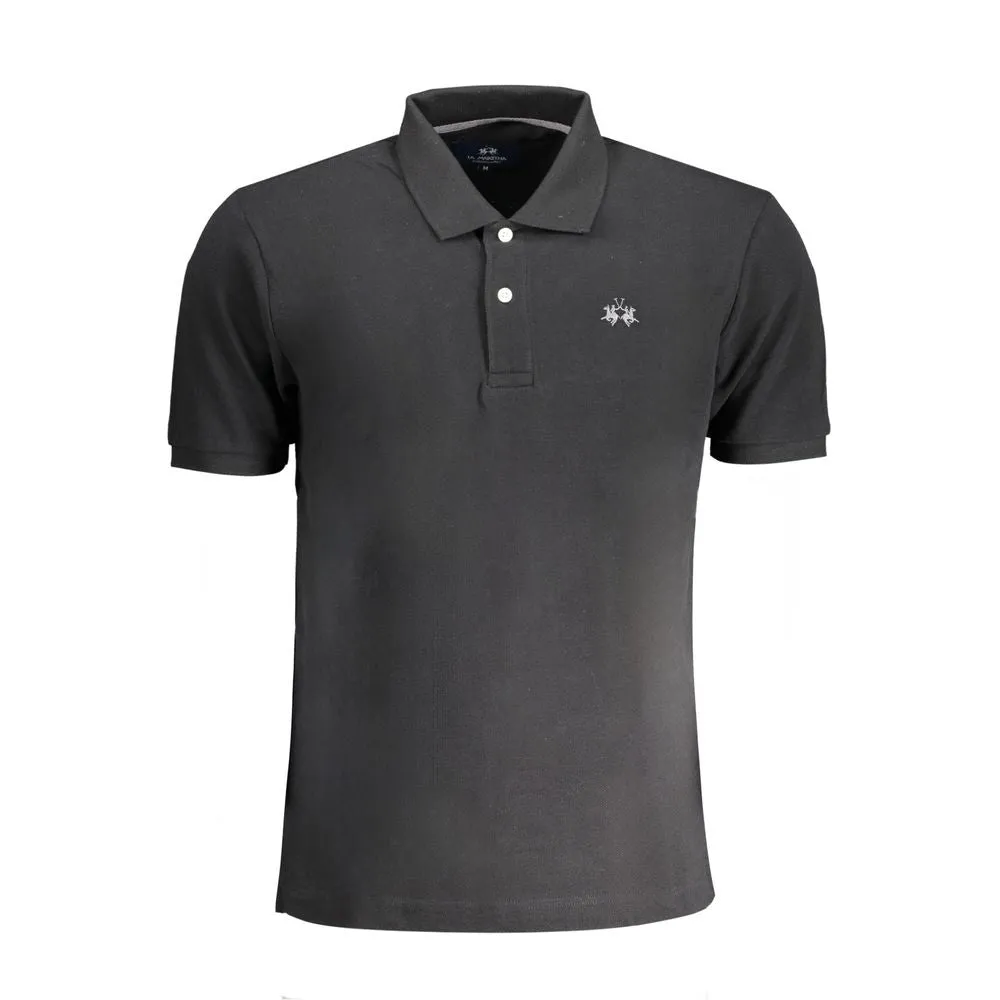 Black Cotton Polo Shirt sold by Louxly