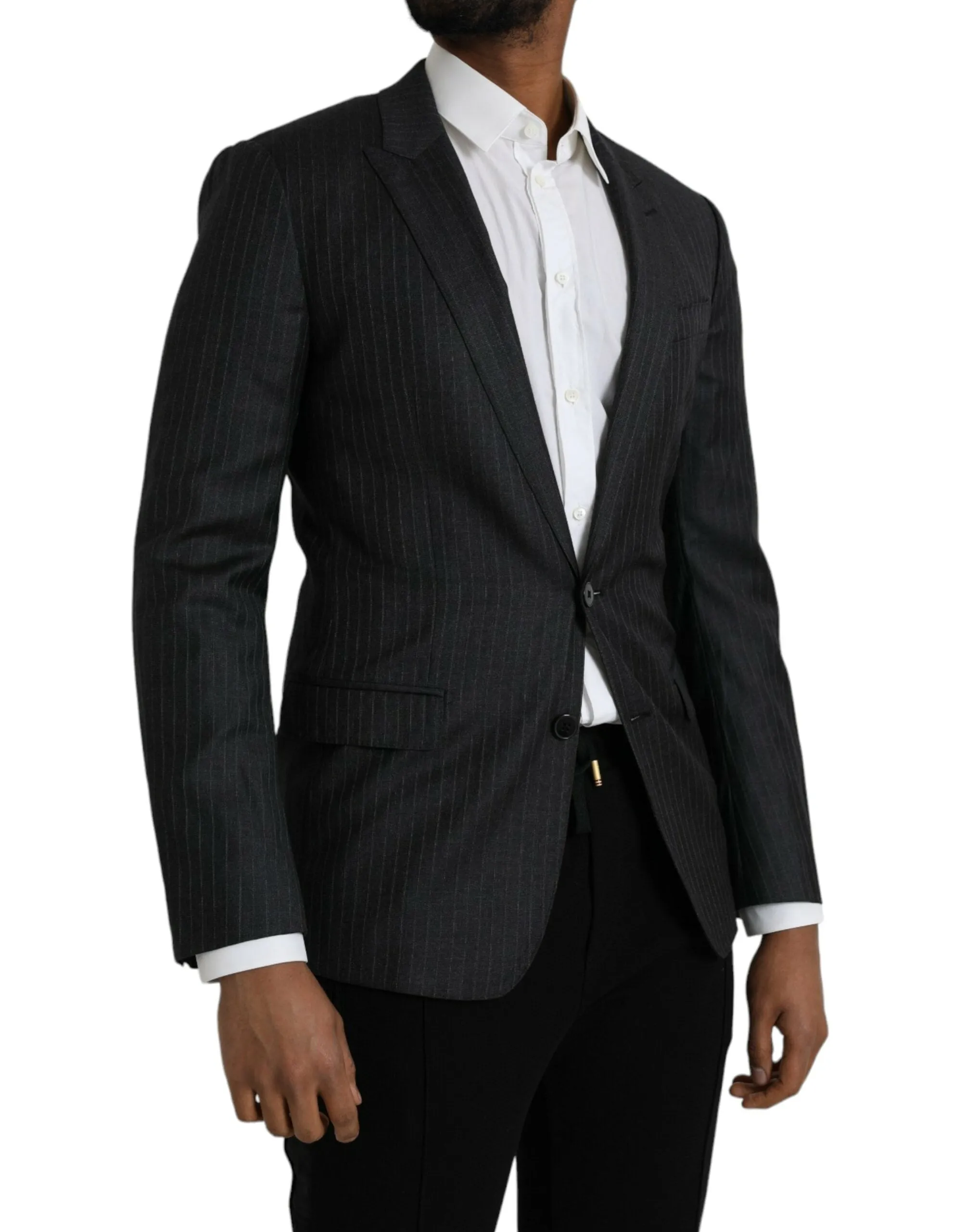 Black Stripe MARTINI Single Breasted Coat Blazer sold by Louxly product image thumbnail 2
