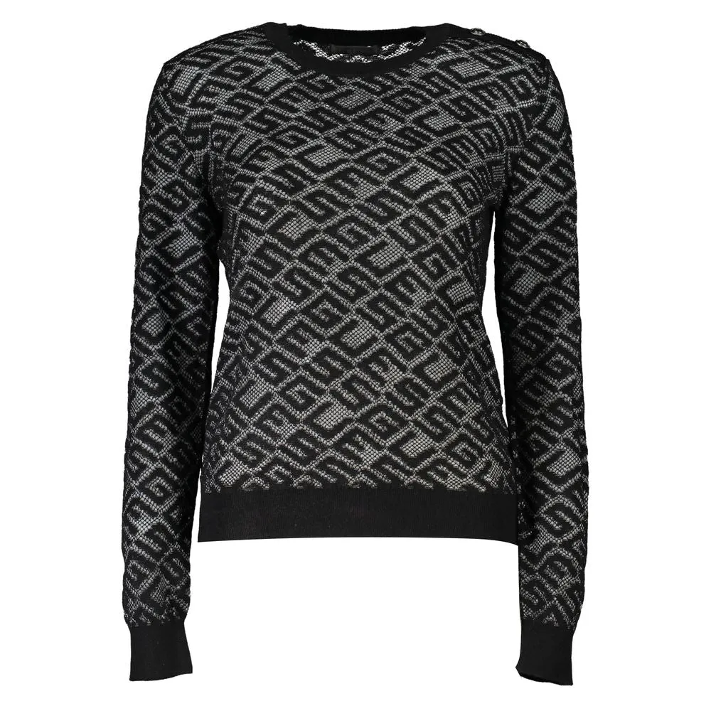 Chic Black Embroidered Crew Neck Sweater sold by Louxly
