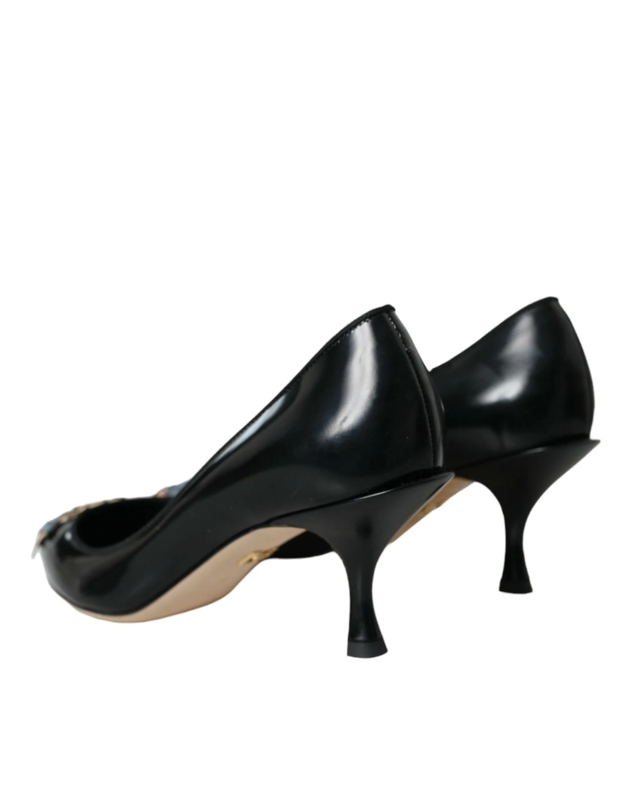 Black Leather BOOM Patch Heels Pumps Shoes sold by Louxly product image thumbnail 4