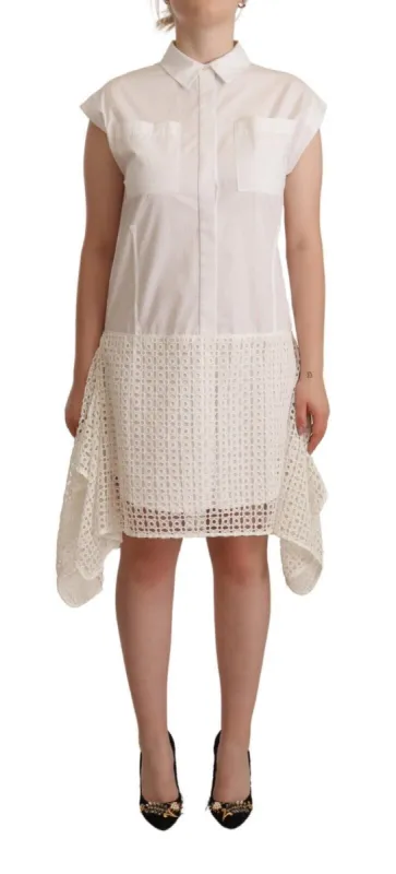 Elegant White Button-Down Cotton Dress sold by Louxly