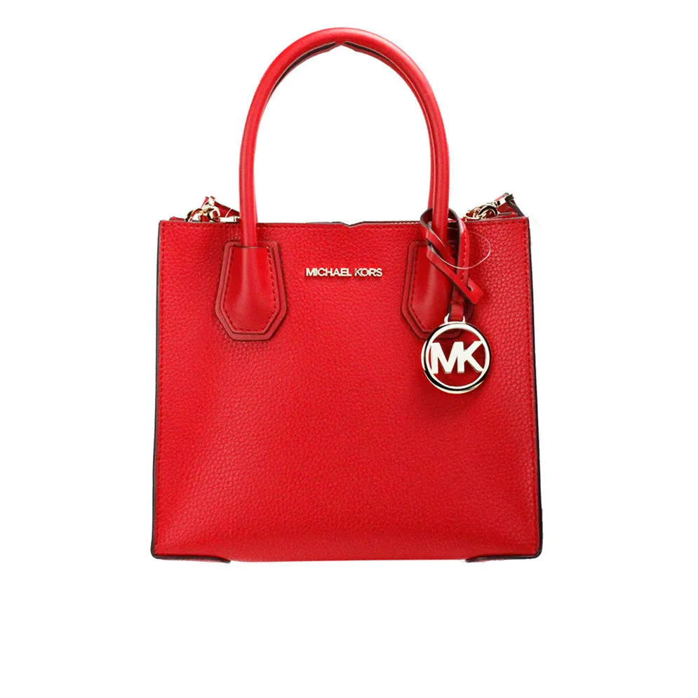 Mercer Medium Bright Red Pebble Leather Messenger Crossbody Bag sold by Louxly