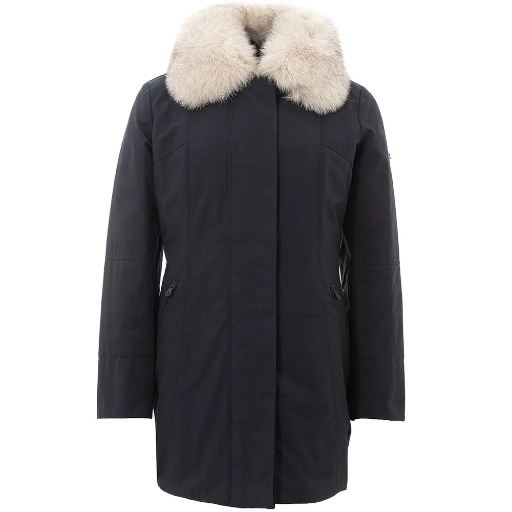 Elegant Blue Polyamide Jacket for Women sold by Louxly