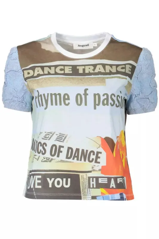 Light Blue Cotton Women Top made by Desigual