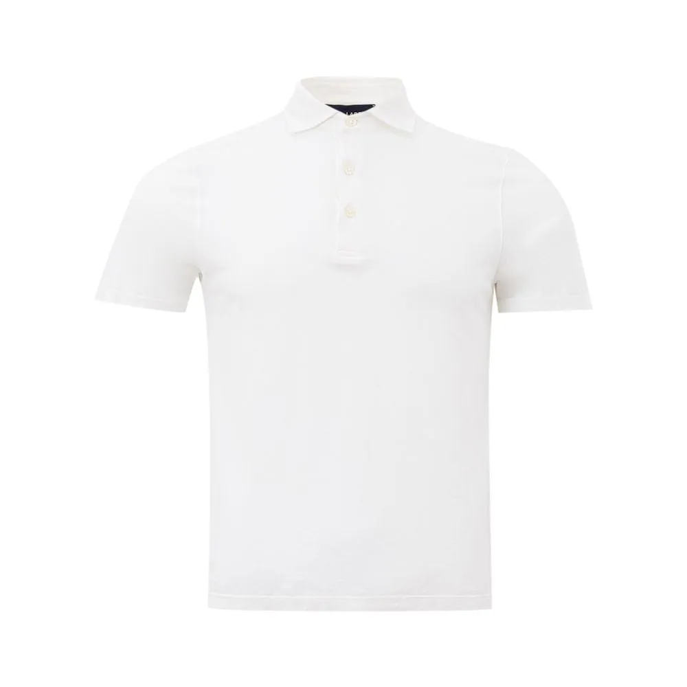 Elegant White Cotton Polo by Lardini sold by Louxly