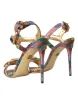Multicolor Jacquard Crystals Sandals Shoes sold by Louxly