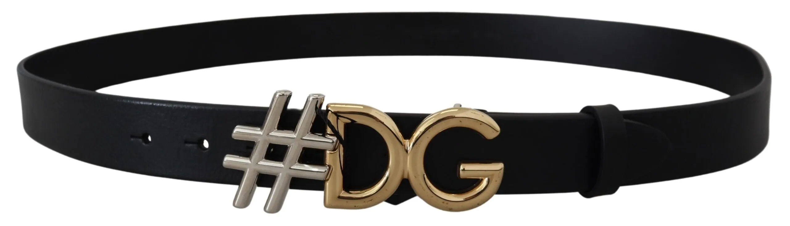 Black Leather Metal #DG Logo Buckle Belt sold by Louxly product image thumbnail 3