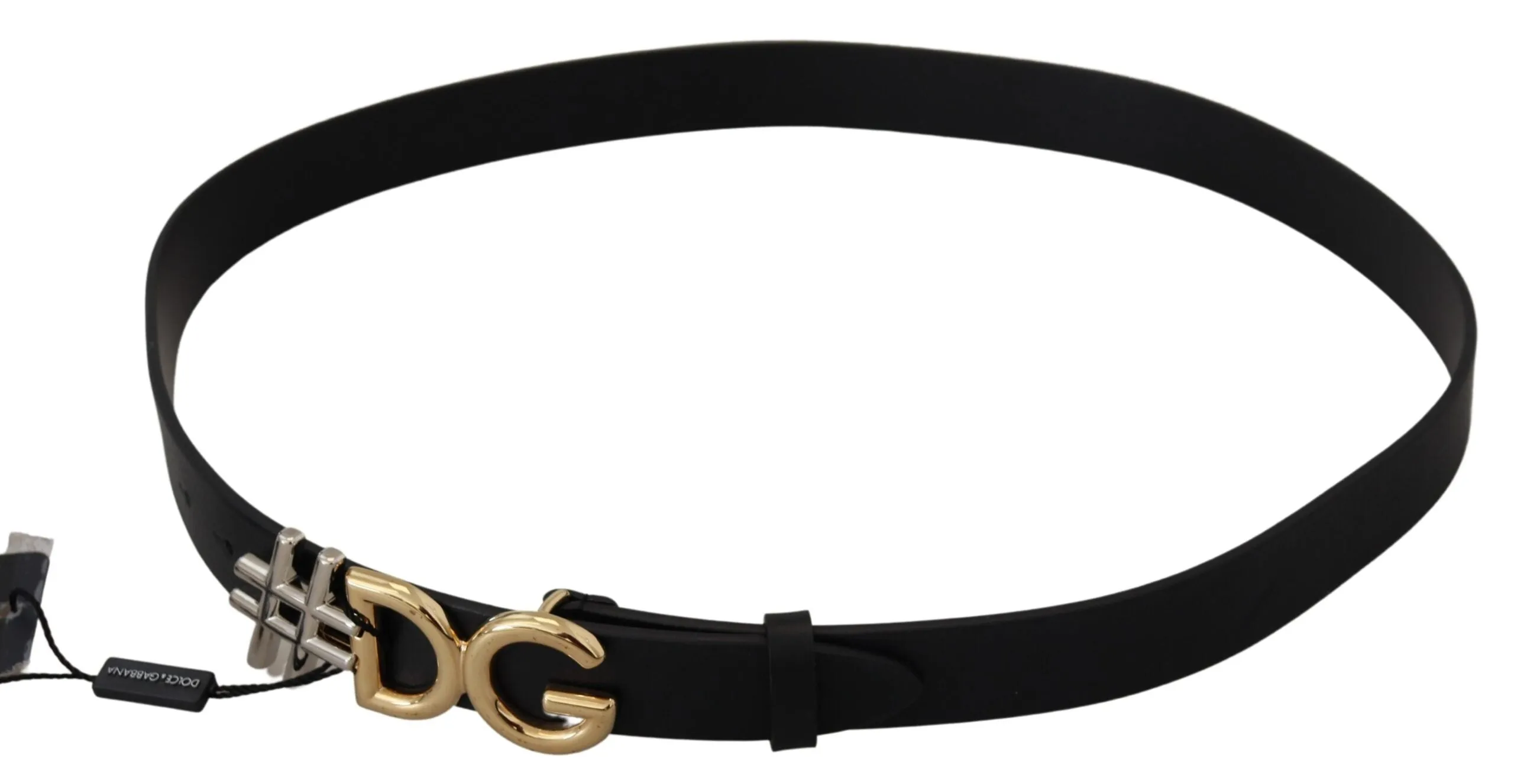 Black Leather Metal #DG Logo Buckle Belt sold by Louxly product image thumbnail 4