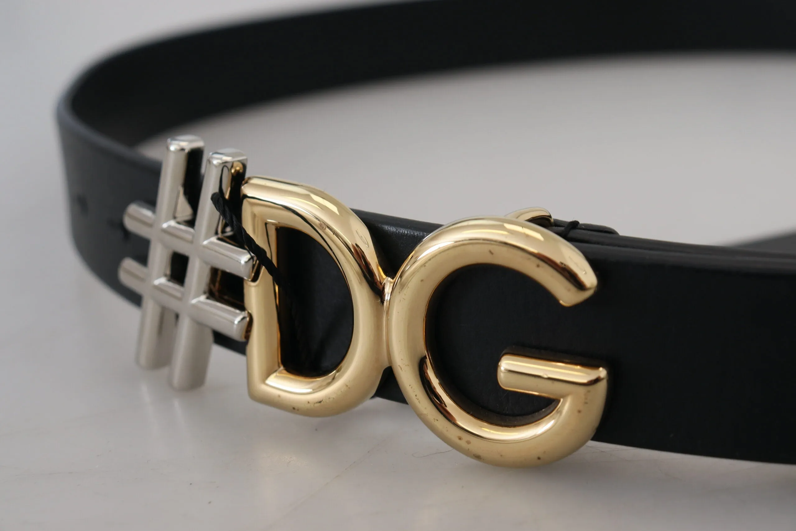 Black Leather Metal #DG Logo Buckle Belt sold by Louxly product image thumbnail 5