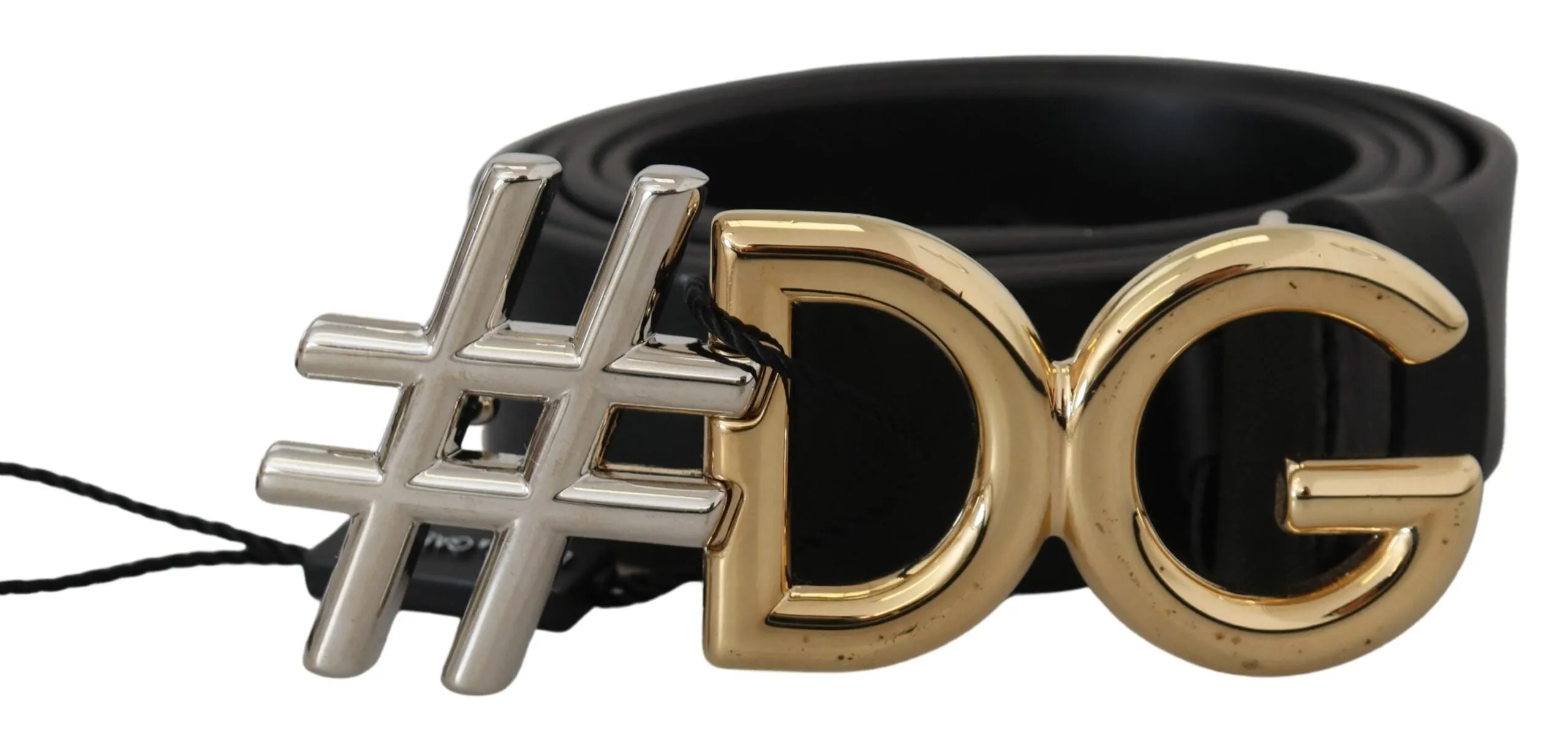 Black Leather Metal #DG Logo Buckle Belt sold by Louxly product image thumbnail 2