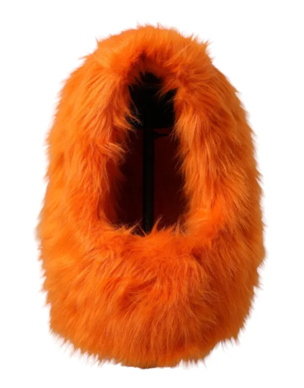 Orange Faux Fur Whole Head Wrap Hat sold by Louxly