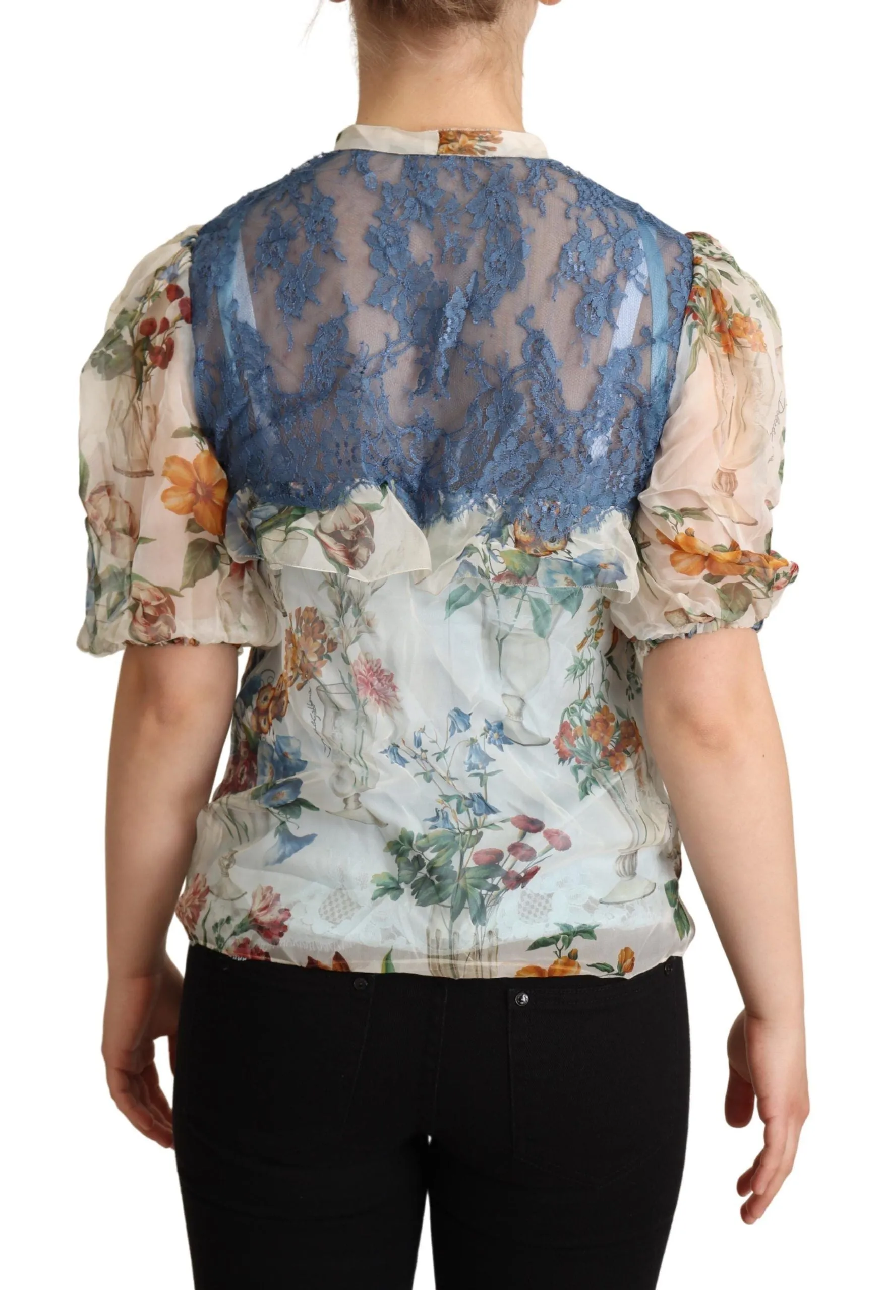Chic Floral Silk Blouse with Ascot Collar sold by Louxly product image thumbnail 3