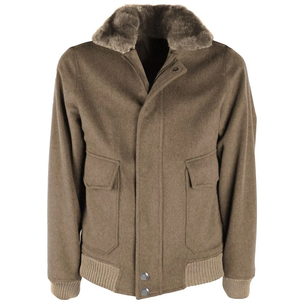 Brown Wool Vergine Jacket sold by Louxly