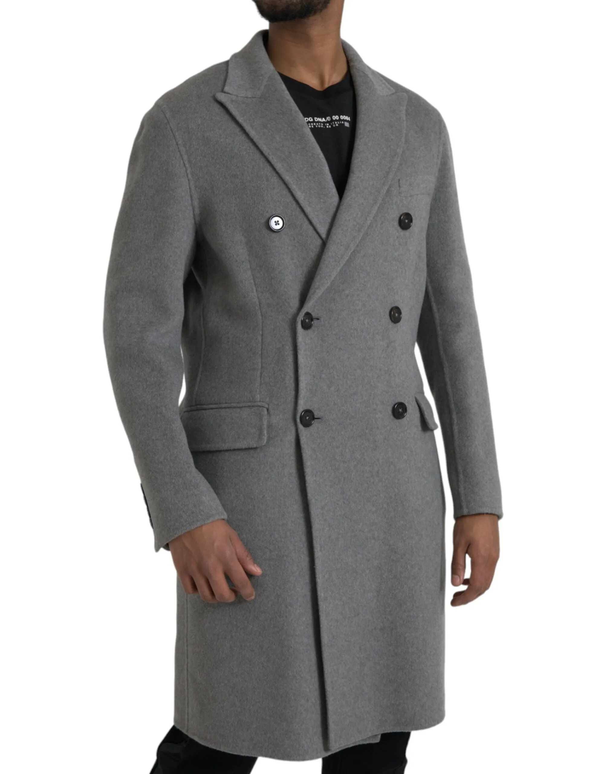 Gray Double Trench Coat Cashmere Jacket sold by Louxly product image thumbnail 2