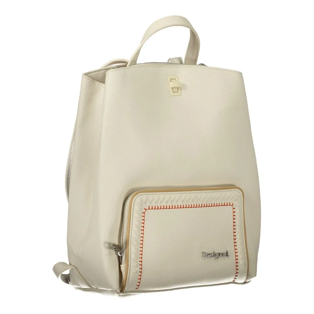Elegant White Backpack with Contrast Details sold by Louxly product image thumbnail 3
