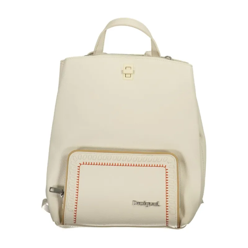 Elegant White Backpack with Contrast Details sold by Louxly