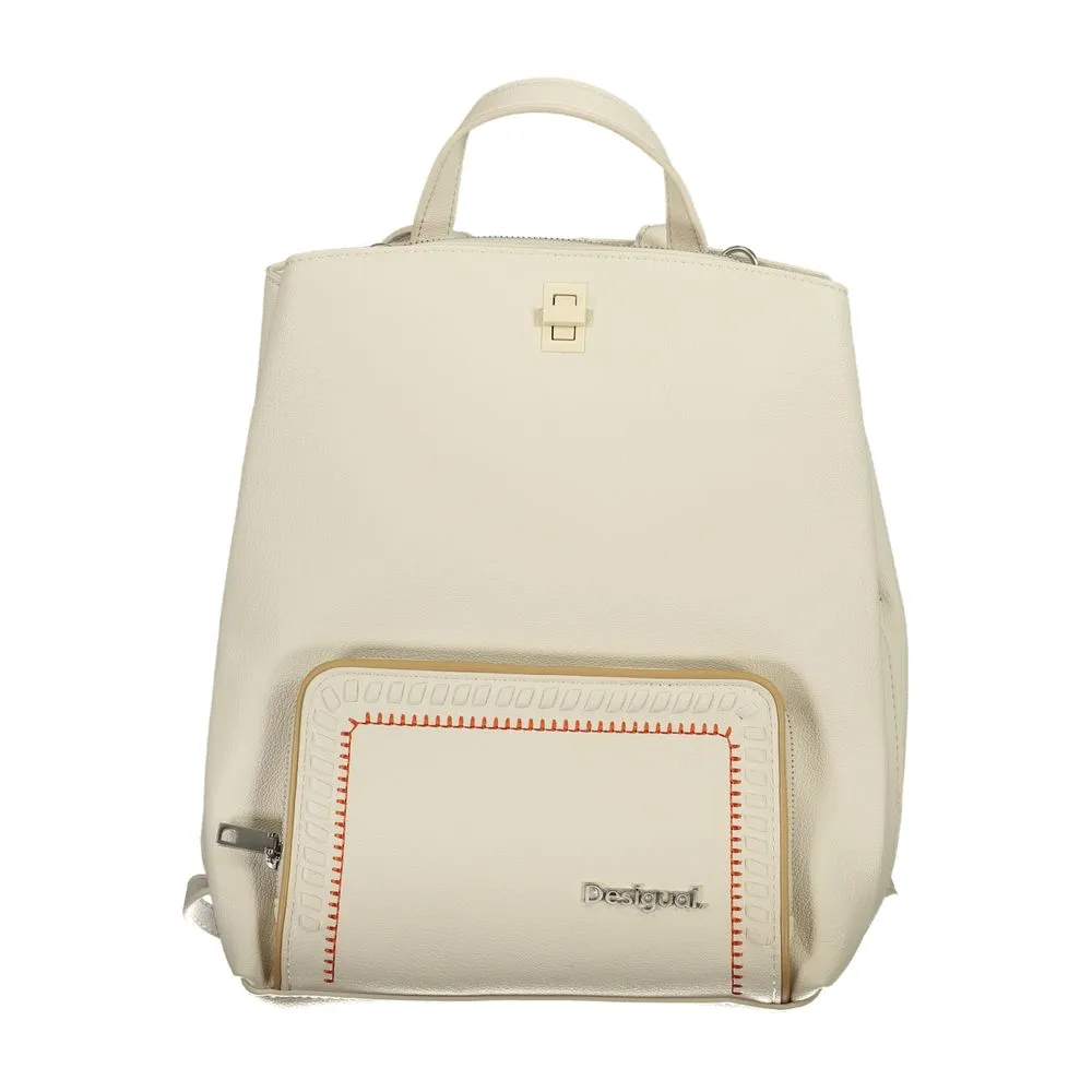 Elegant White Backpack with Contrast Details sold by Louxly