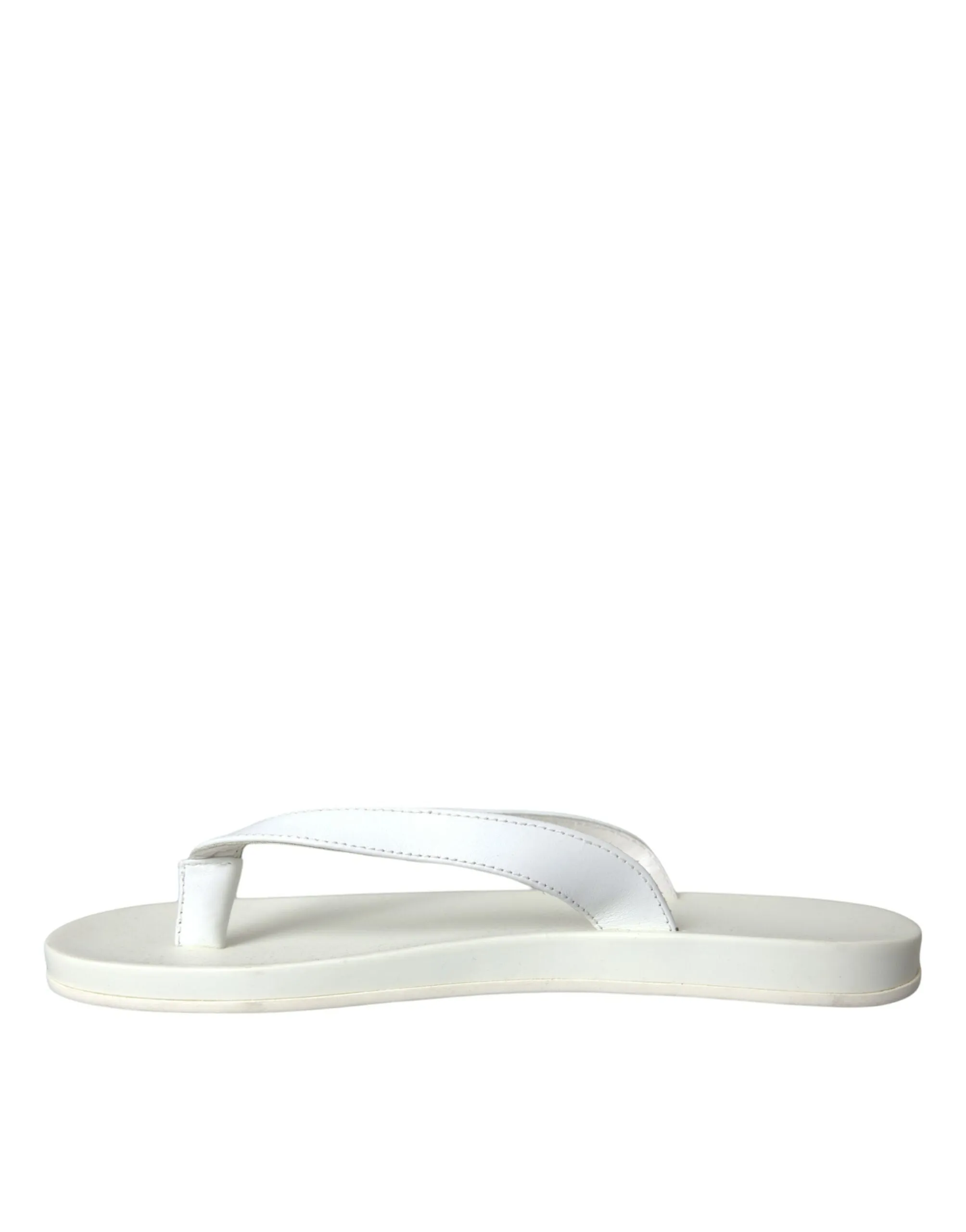 White Calfskin Leather Slip On Flip Flop Shoes sold by Louxly product image thumbnail 5