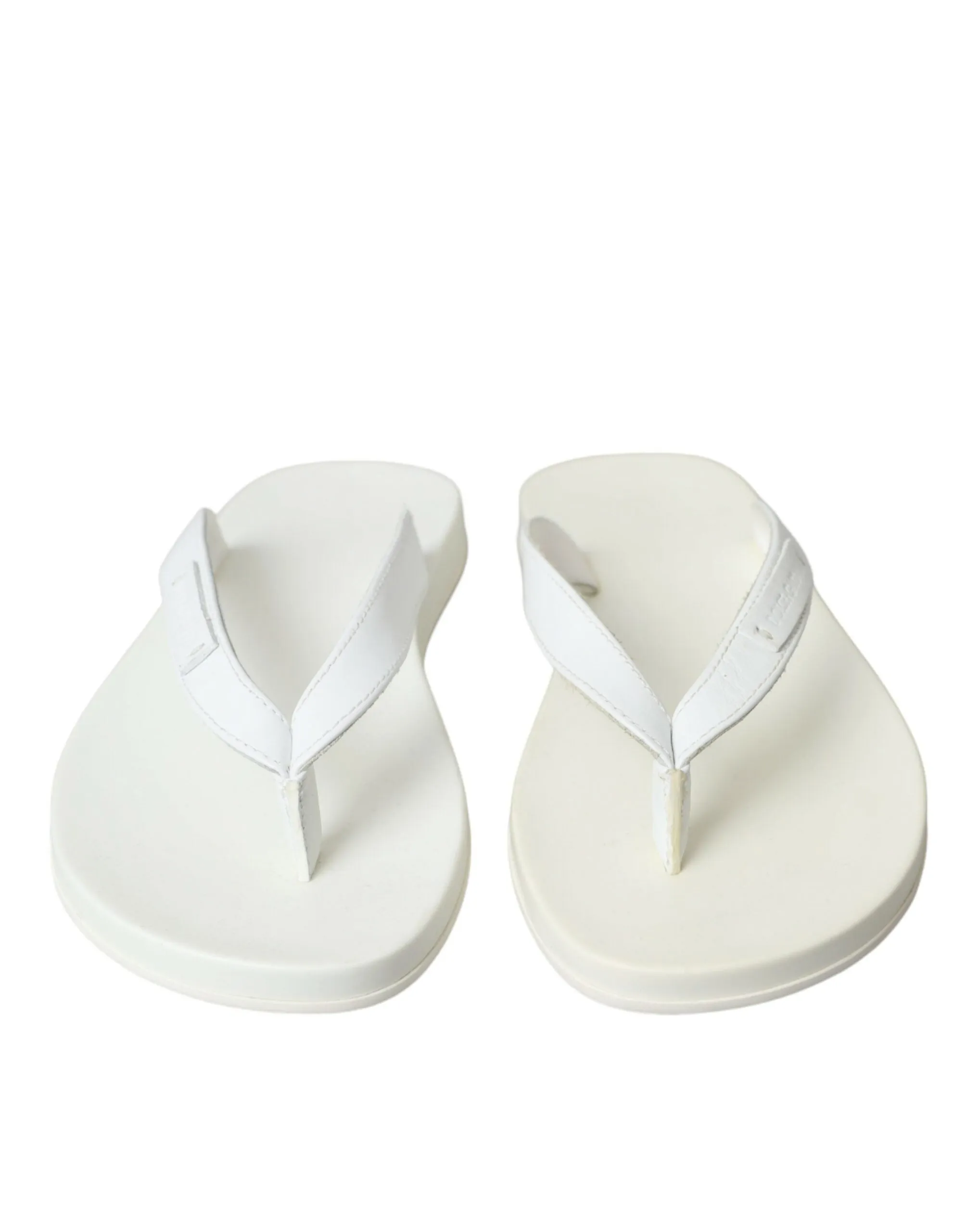 White Calfskin Leather Slip On Flip Flop Shoes sold by Louxly product image thumbnail 2