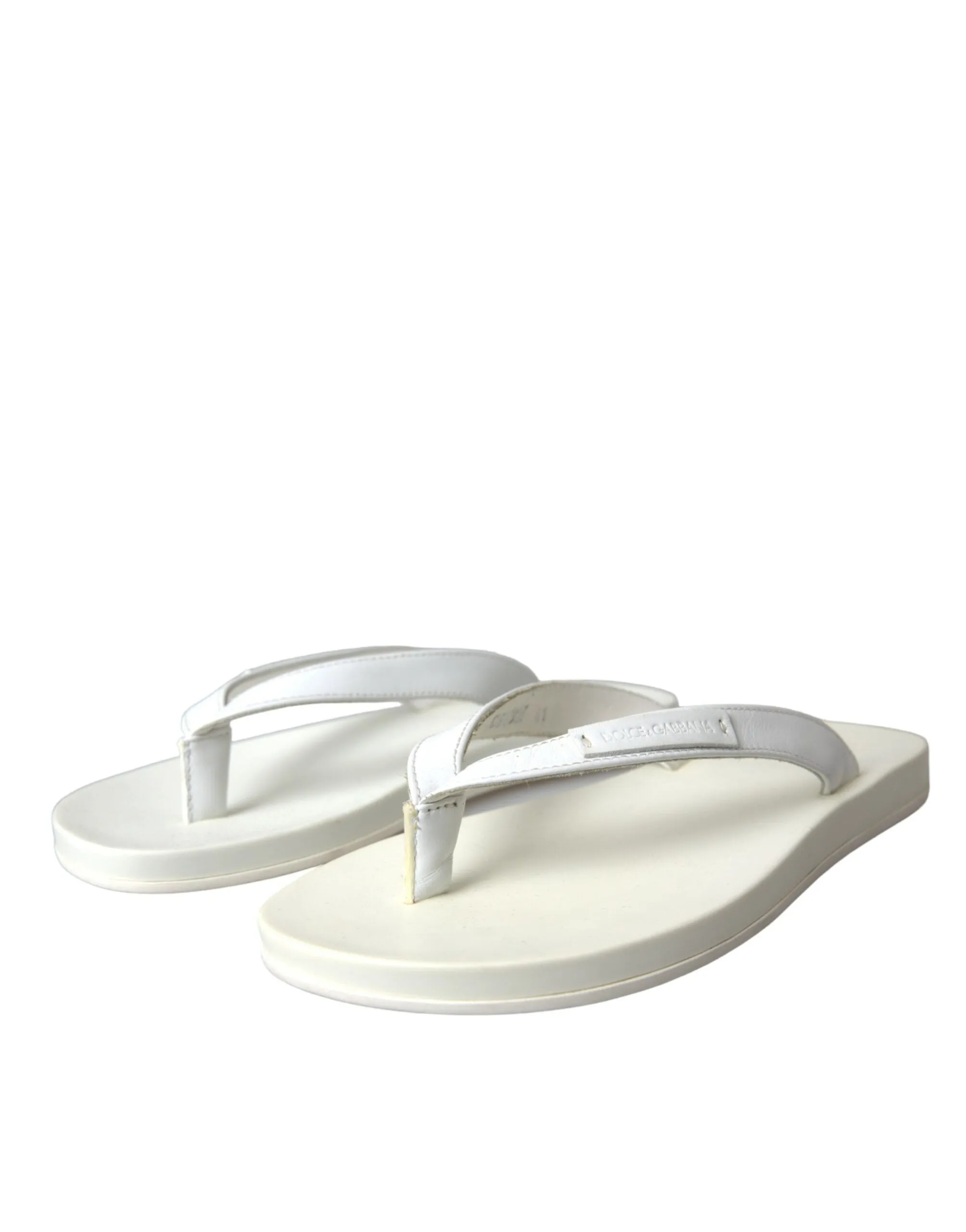 White Calfskin Leather Slip On Flip Flop Shoes sold by Louxly product image thumbnail 3