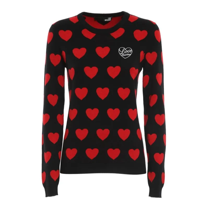 Chic Black Heart Pattern Sweater sold by Louxly
