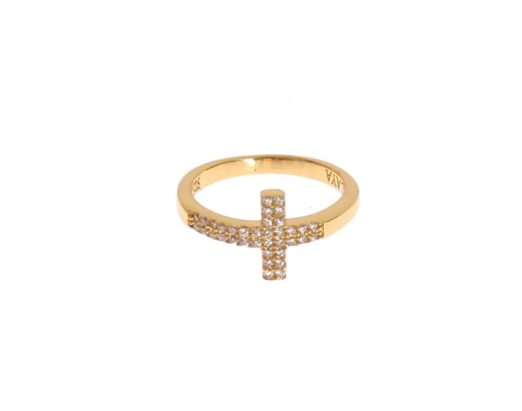 Elegant Gold Plated Sterling Silver CZ Ring sold by Louxly