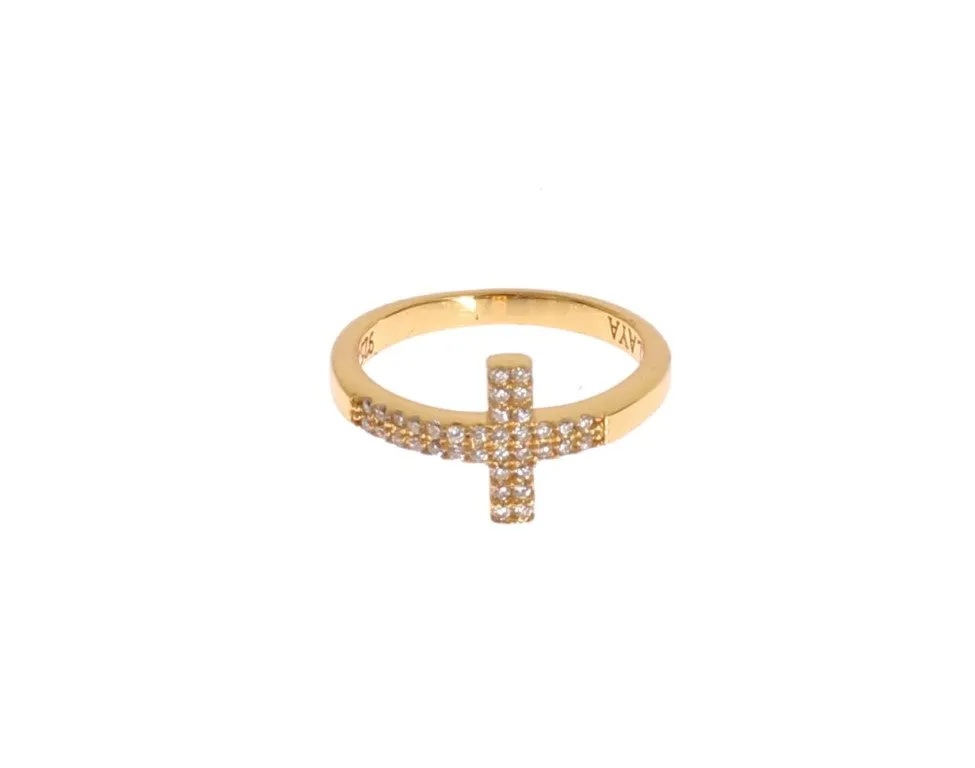 Elegant Gold Plated Sterling Silver CZ Ring sold by Louxly