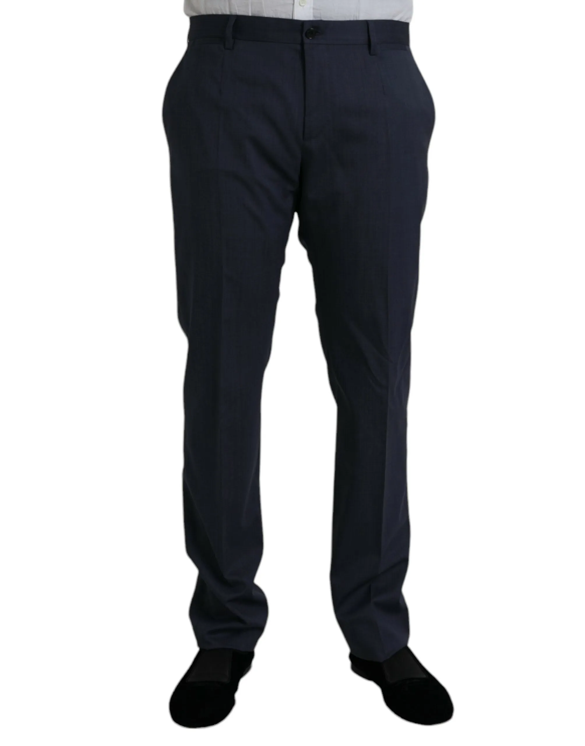 Blue Wool Slim Fit Dress Formal Pants sold by Louxly