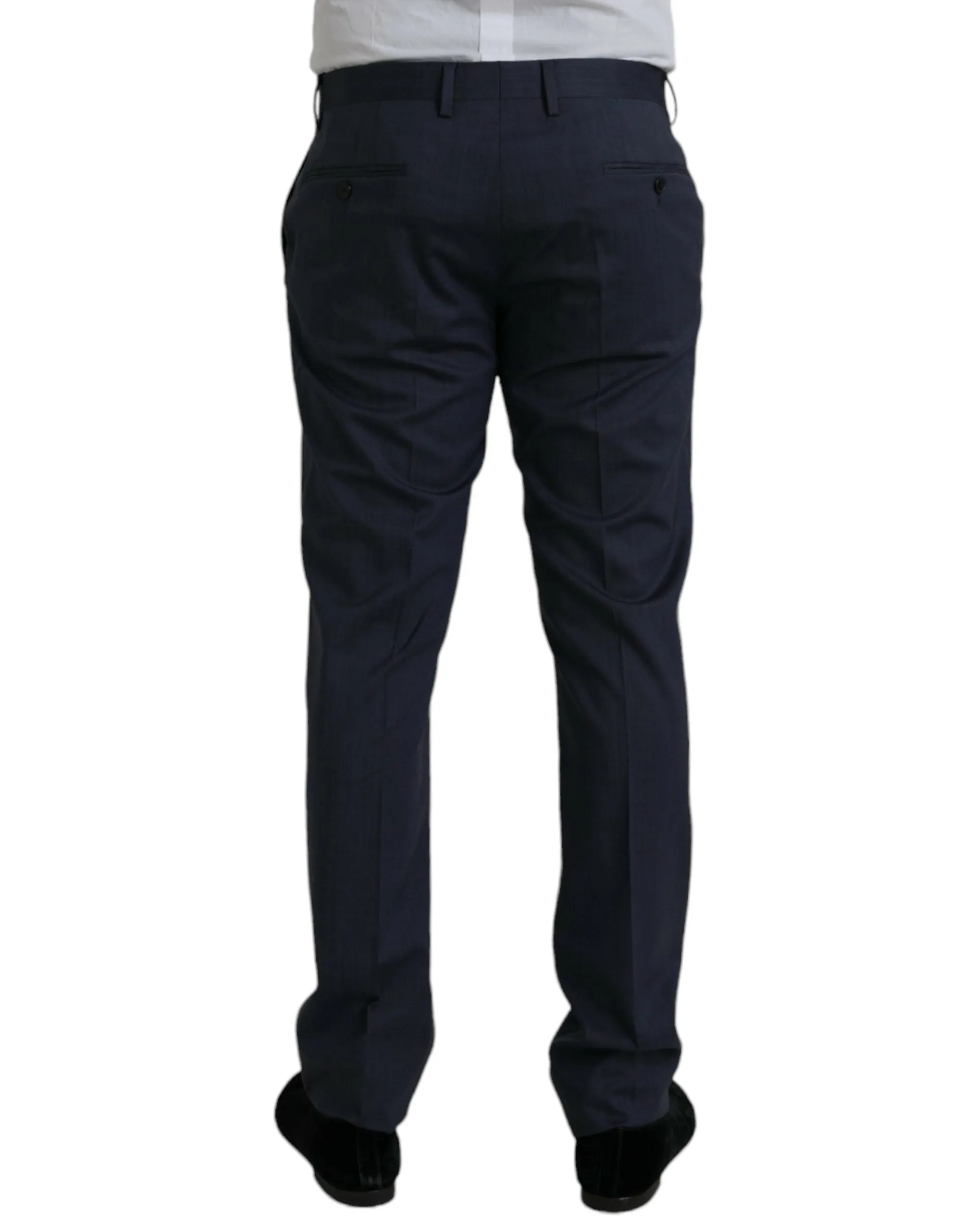 Blue Wool Slim Fit Dress Formal Pants sold by Louxly product image thumbnail 3