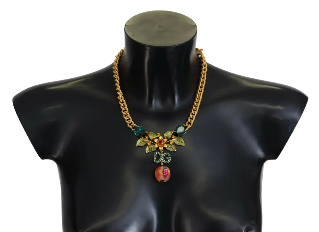 Elegant Gold-Tone Floral Fruit Necklace sold by Louxly